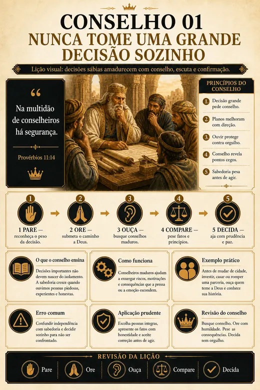 Conselho 01: nunca tome uma grande decisão sozinho