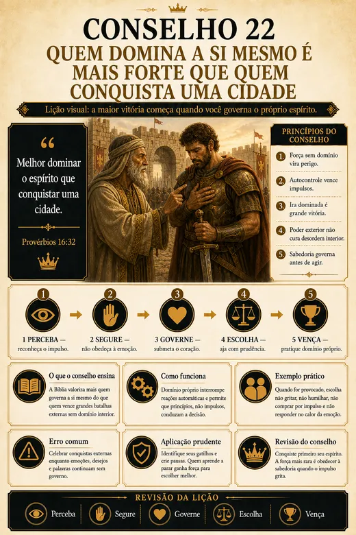 Conselho 22: quem domina a si mesmo é mais forte que quem conquista uma cidade