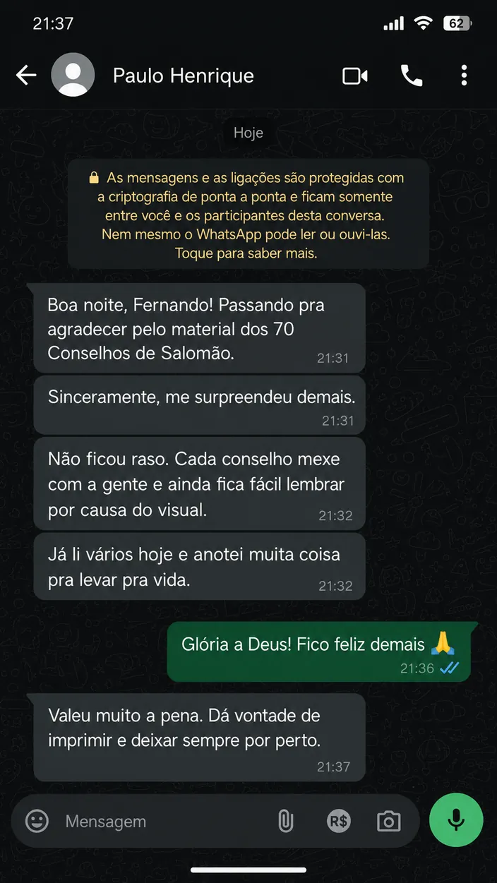 Conversa de uma leitora contando como usou os mapas em uma decisao de familia