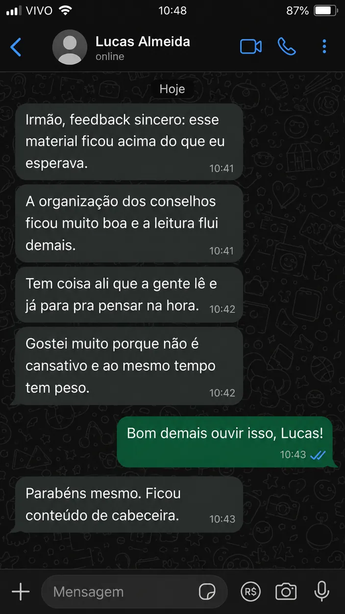 Conversa de um leitor que levou os mapas para a celula da igreja